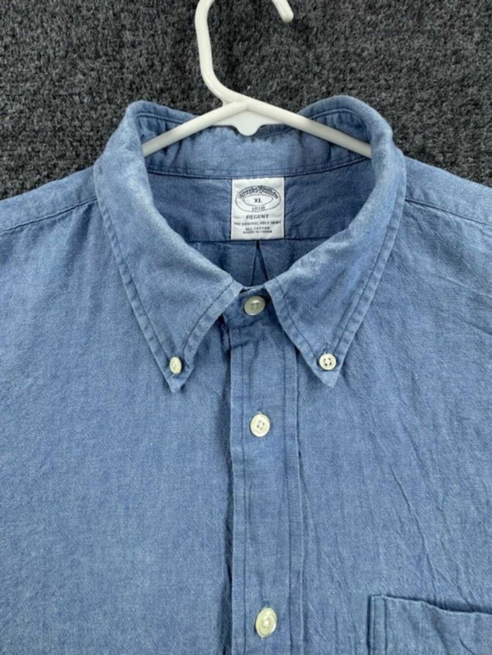 Brooks Brothers Chambray Denim Men Regent Blue Button-Down XL Preppy Long Sleeve